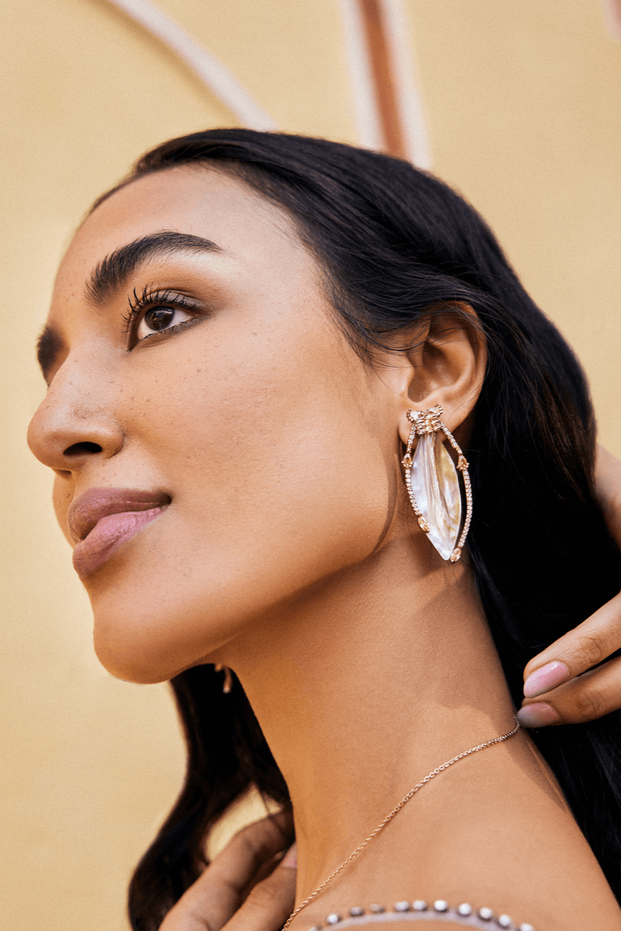 Outhouse-Rose Gold Serefina Stud Earrings-sincerelyindia.COM