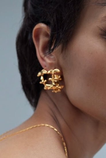 Outhouse Gold Shroom Hoop Earrings available on sincerelyindia