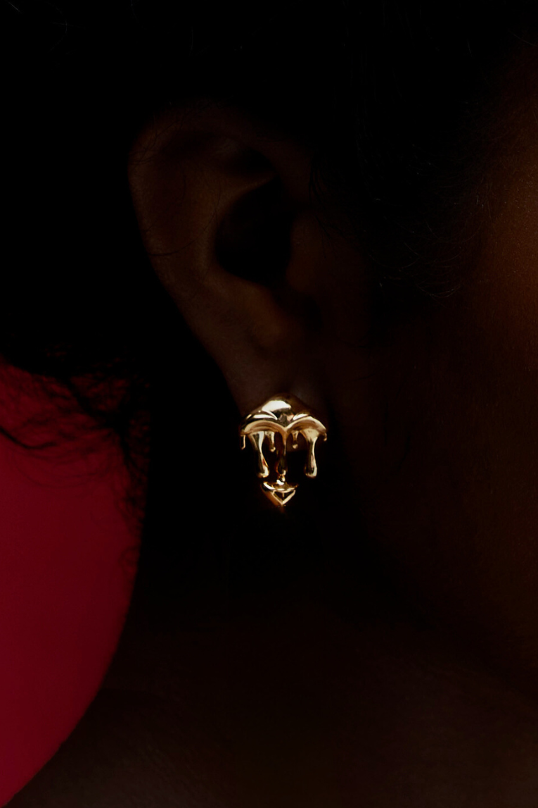 Outhouse Gold Shroom Stud Earrings available on sincerelyindia