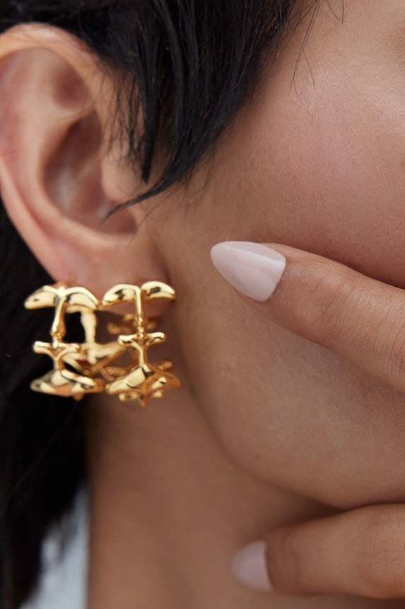 Outhouse Gold Shroom Hoop Earrings available on sincerelyindia