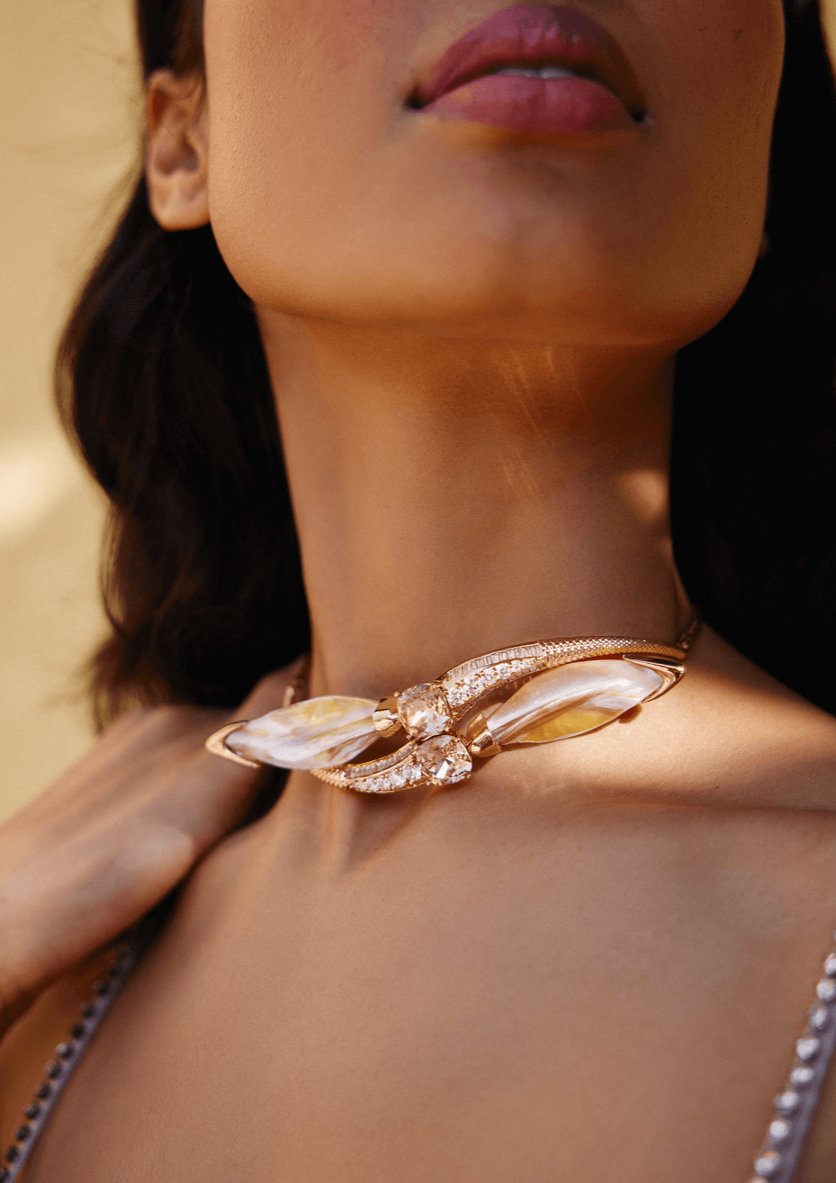 Outhouse-Rose Gold Serefina Choker-sincerelyindia.COM