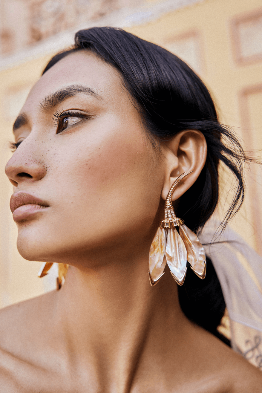 Outhouse-Rose Gold Serefina Drop Earrings-sincerelyindia.COM