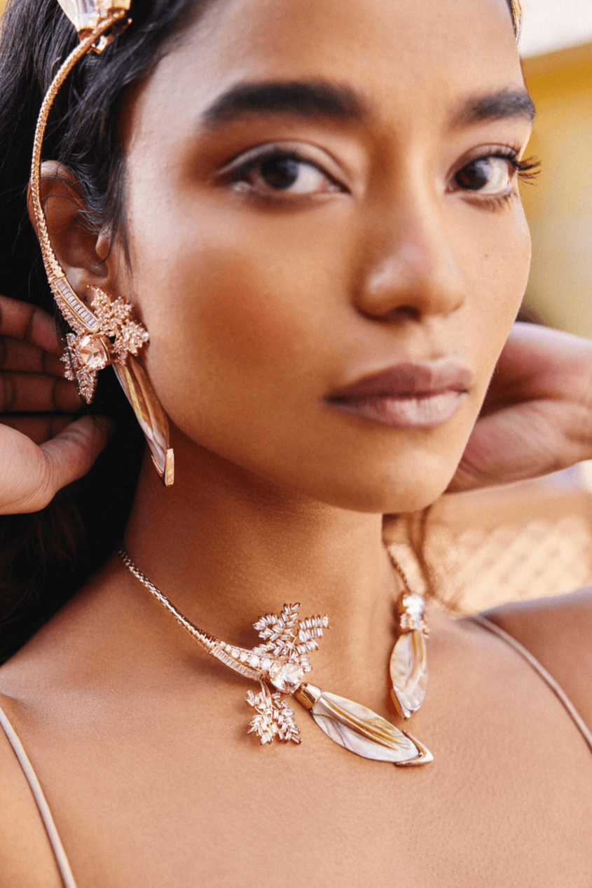 Outhouse-Rose Gold Serefina Open Choker-sincerelyindia.COM