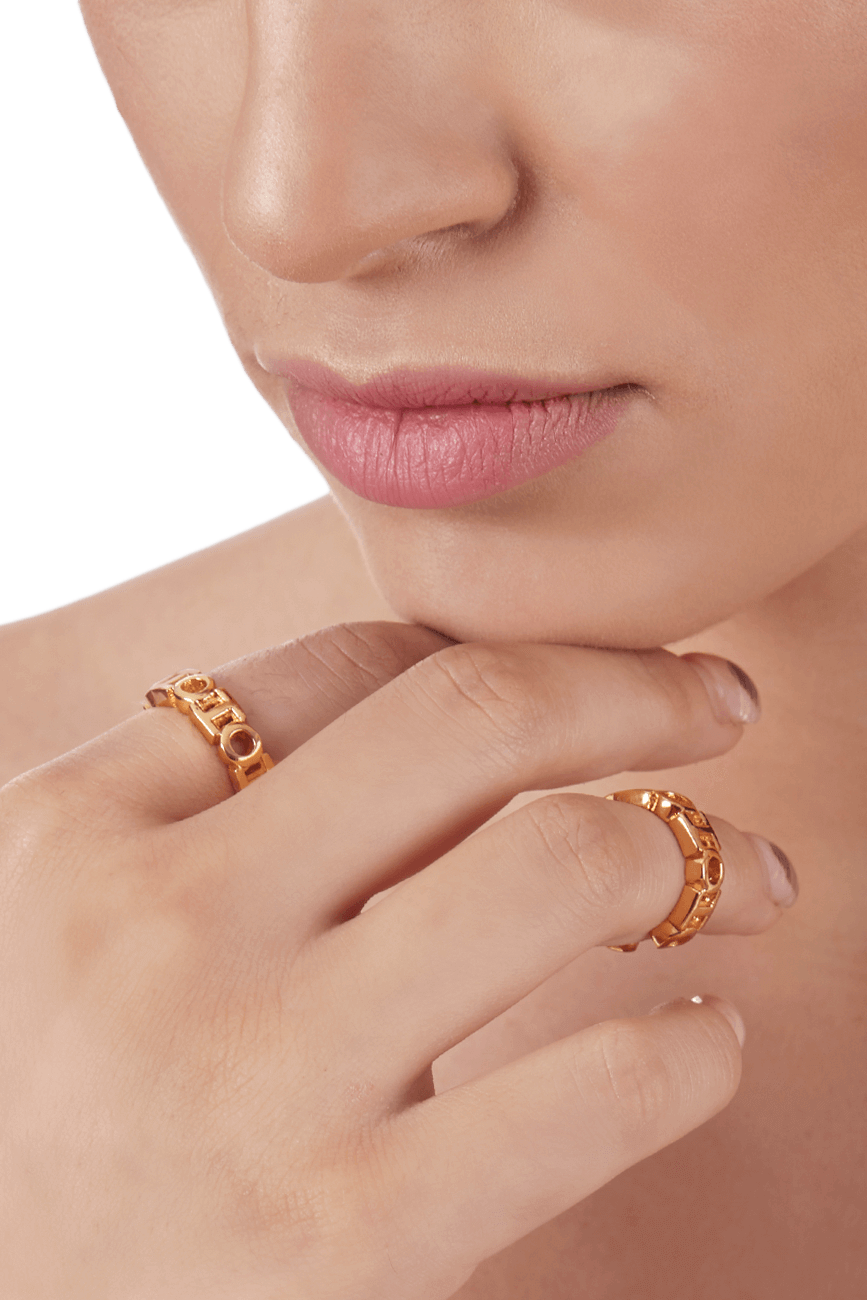 Outhouse-The O.H Monogram Classic Midi Ring-sincerelyindia.COM