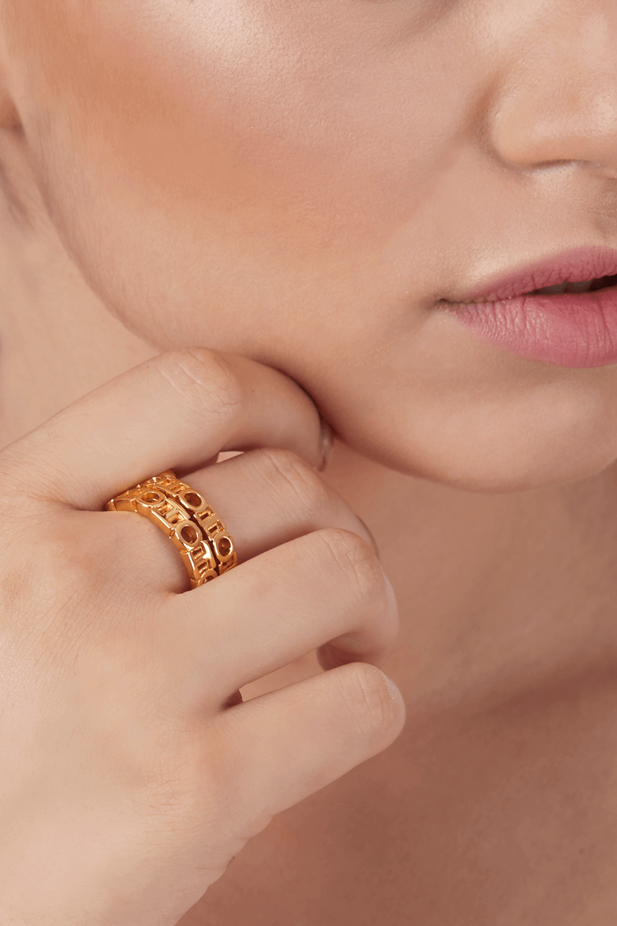 Outhouse-The O.H Monogram Spin Ring-sincerelyindia.COM
